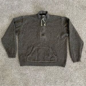 Columbia Wool Blend Boho 1/4 Zip Pullover Sweater Womens Large Green Stitching